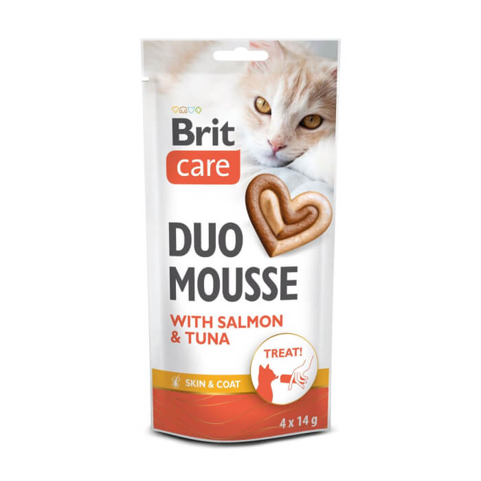 Brit Care Creamy Duo Mousse with Salmon and Tuna maius kassile 4x14g