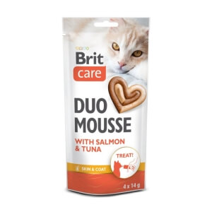 Brit Care Creamy Duo Mousse with Salmon and Tuna maius kassile 4x14g