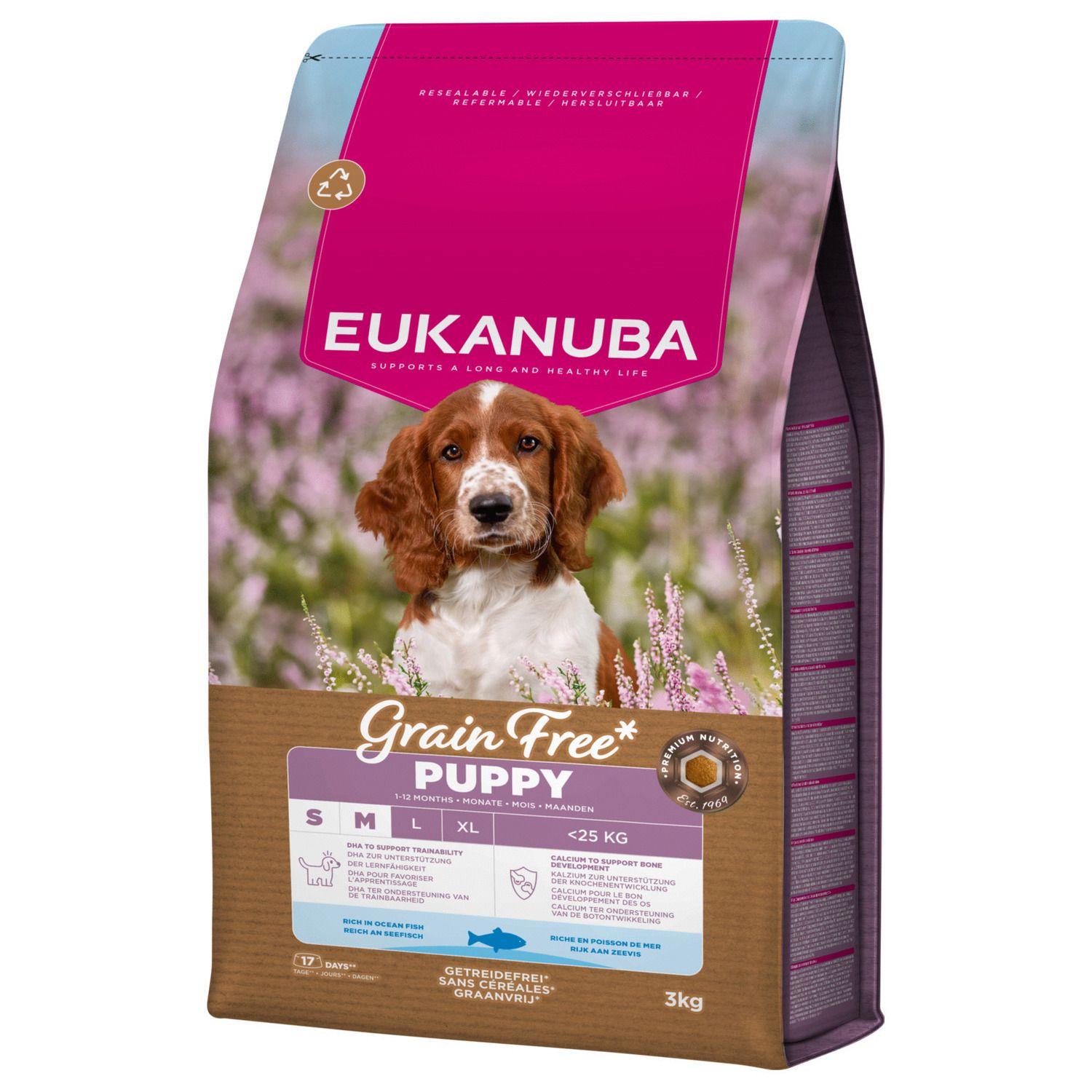 EUKANUBA Puppy с океанической рыбой мелким и средним собакам беззерновой 3 кг