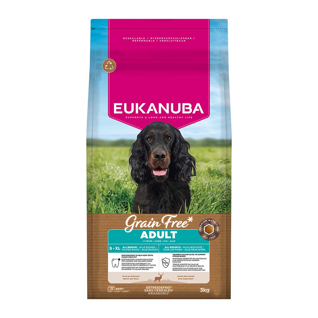 EUKANUBA Adult hirvelihaga kõikidele koertele teraviljavaba 3 kg
