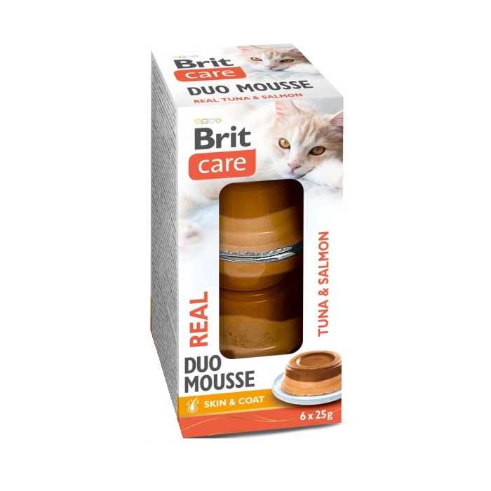 Brit Care Double Mousse Real Tuna & Salmon märgtoit kassidele 6x25g