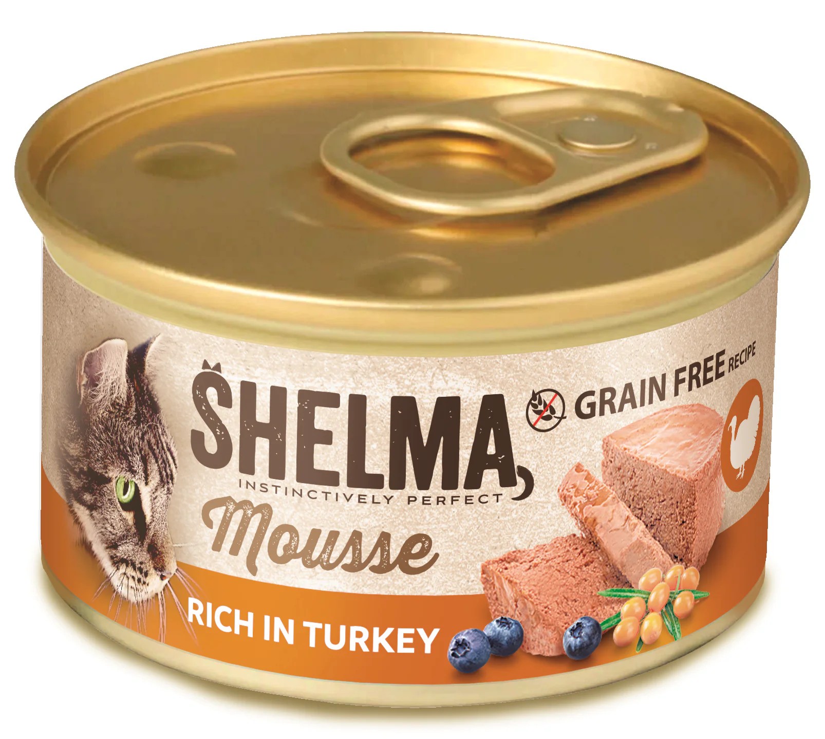 Shelma mousse kalkuni, mustikate ja astelpajuga 12x85g