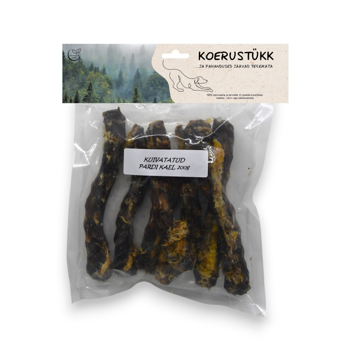 Koerustükk kuivatatud pardi kael koerale 200g