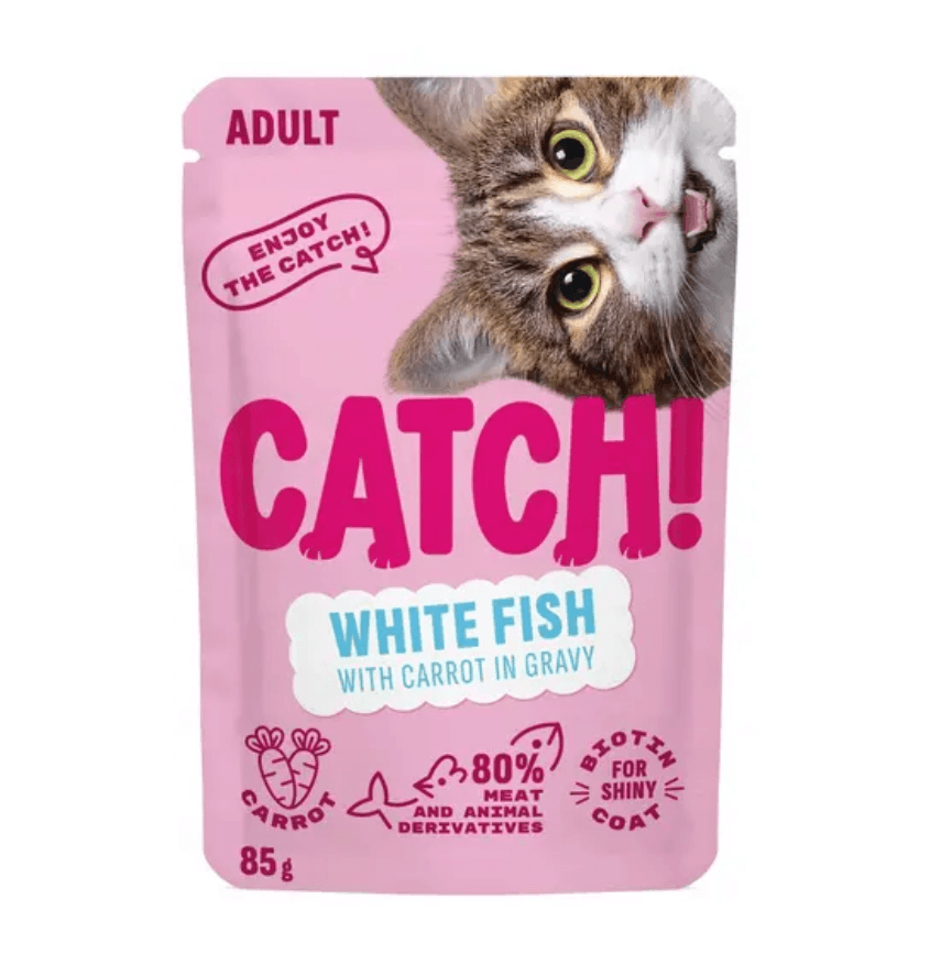 Catch! Täissööt täiskasvanud kassidele valge kala ja porgandiga kastmes 85g