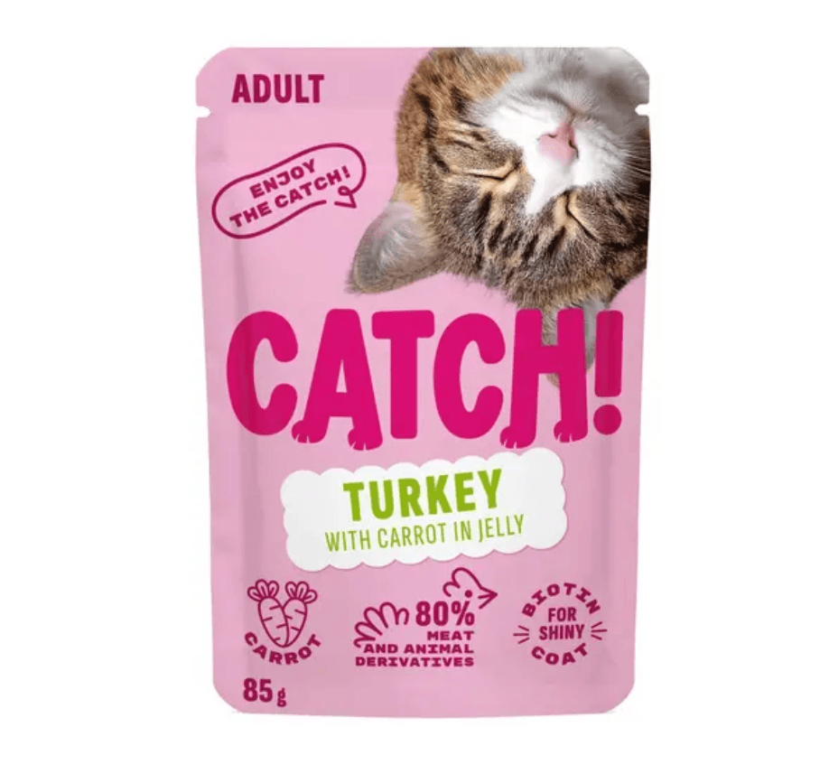 Catch! Täissööt täiskasvanud kassidele kalkuni ja porgandiga želees 85g