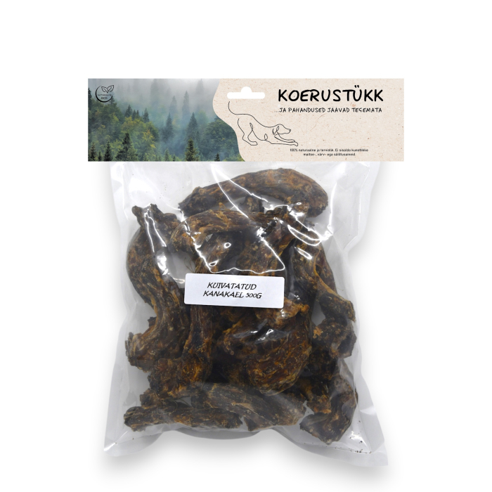 Koerustükk kuivatatud kanakael koerale 500g