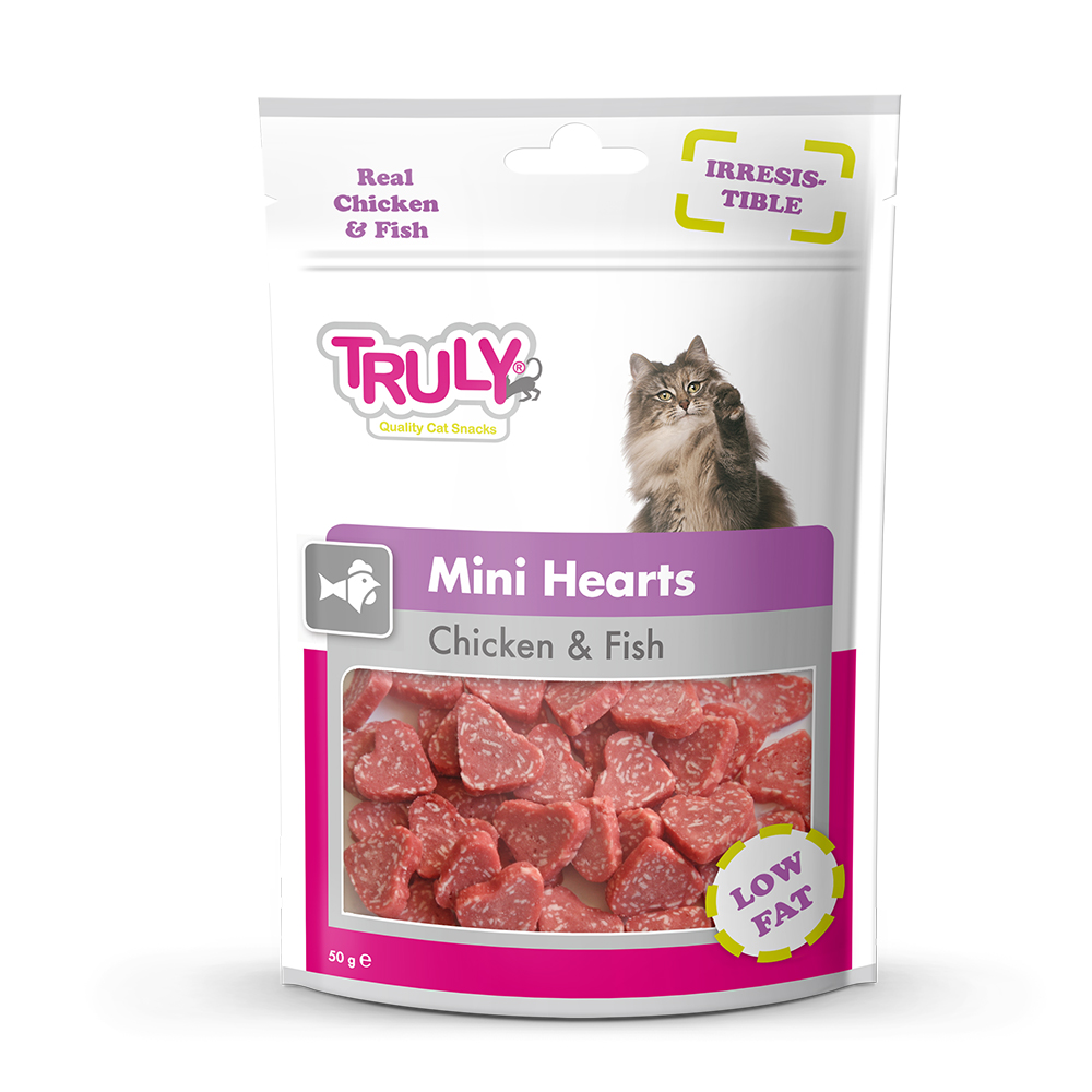 Truly Cats Mini Hearts Chicken + Fish 50g