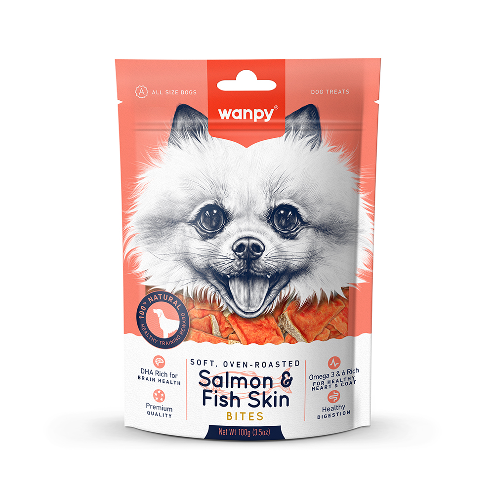 Wanpy Dogs Salmon Fish Shape bites 100g