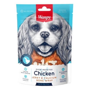 Wanpy Dogs Chicken Jerky&Calcium Bone Wrap 100g