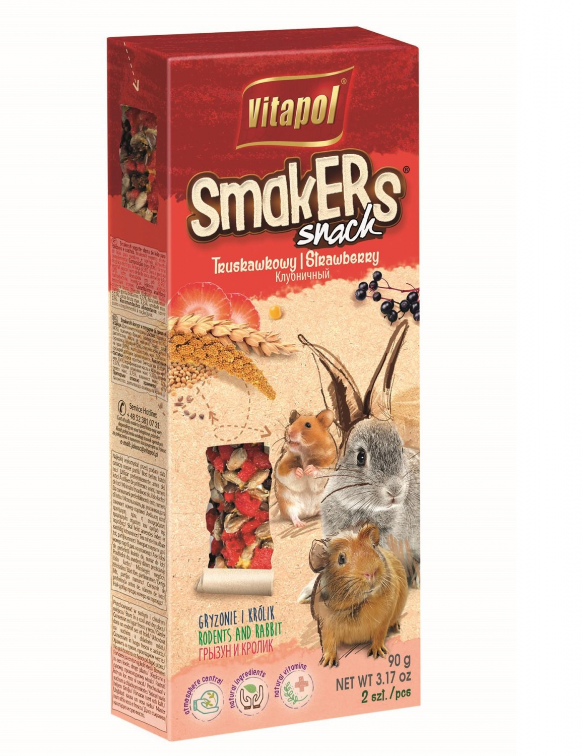 STANDARD Smakers strawberry for rodents and rabbit 2pcs 90g