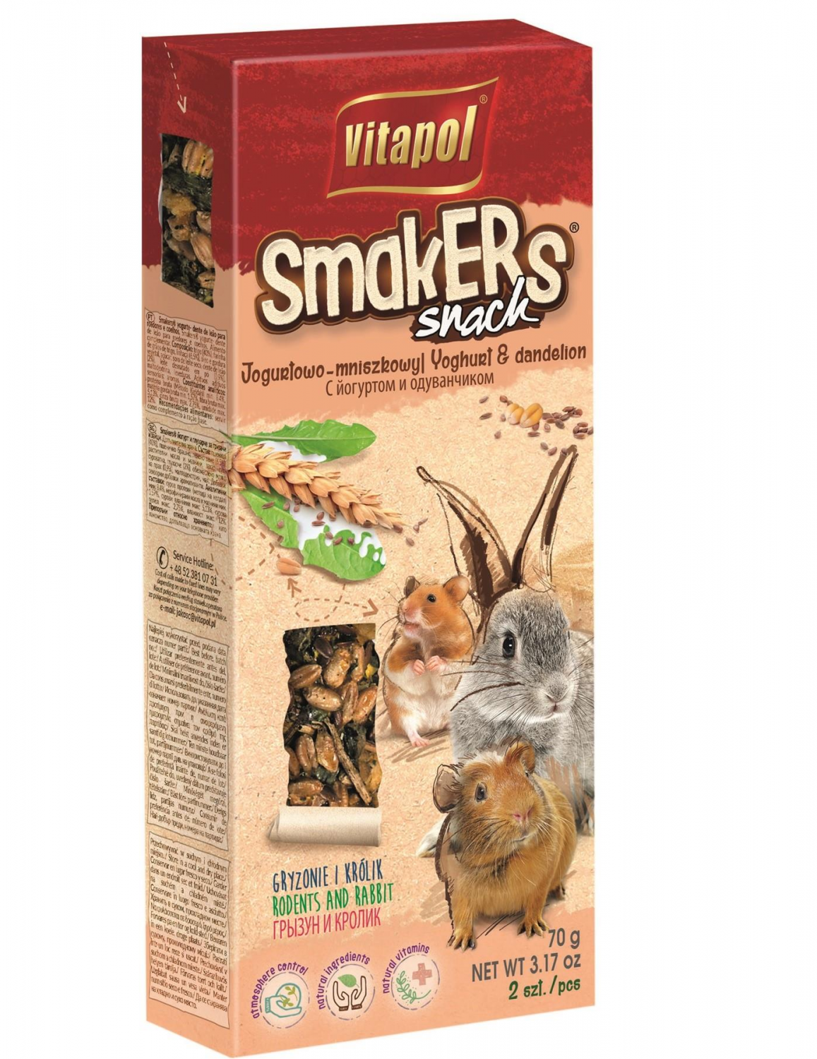 STANDARD Smakers yoghurt and dandelion for rodents and rabbit 2pcs 90g