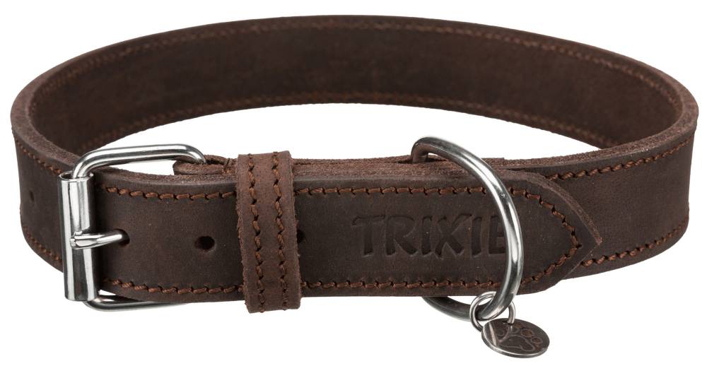 Rustic fatleather collar, L: 48–56 cm/30 mm, dark brown