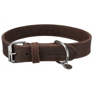 Rustic fatleather collar, L: 48–56 cm/30 mm, dark brown