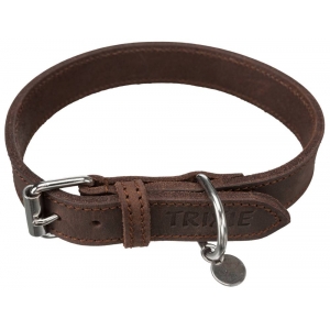 Rustic fatleather collar, M: 37–44 cm/25 mm, dark brown