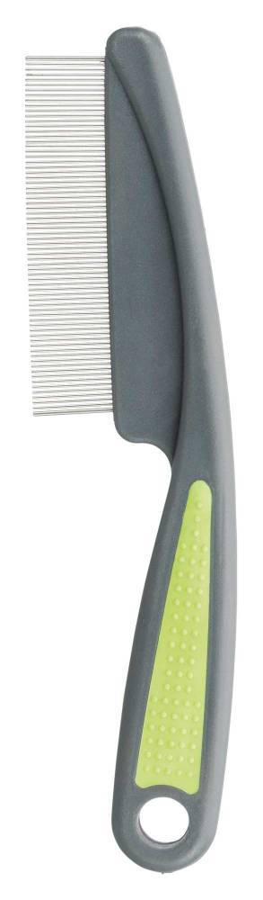 Flea and dust comb, plastic/metal prongs, 15 cm, green