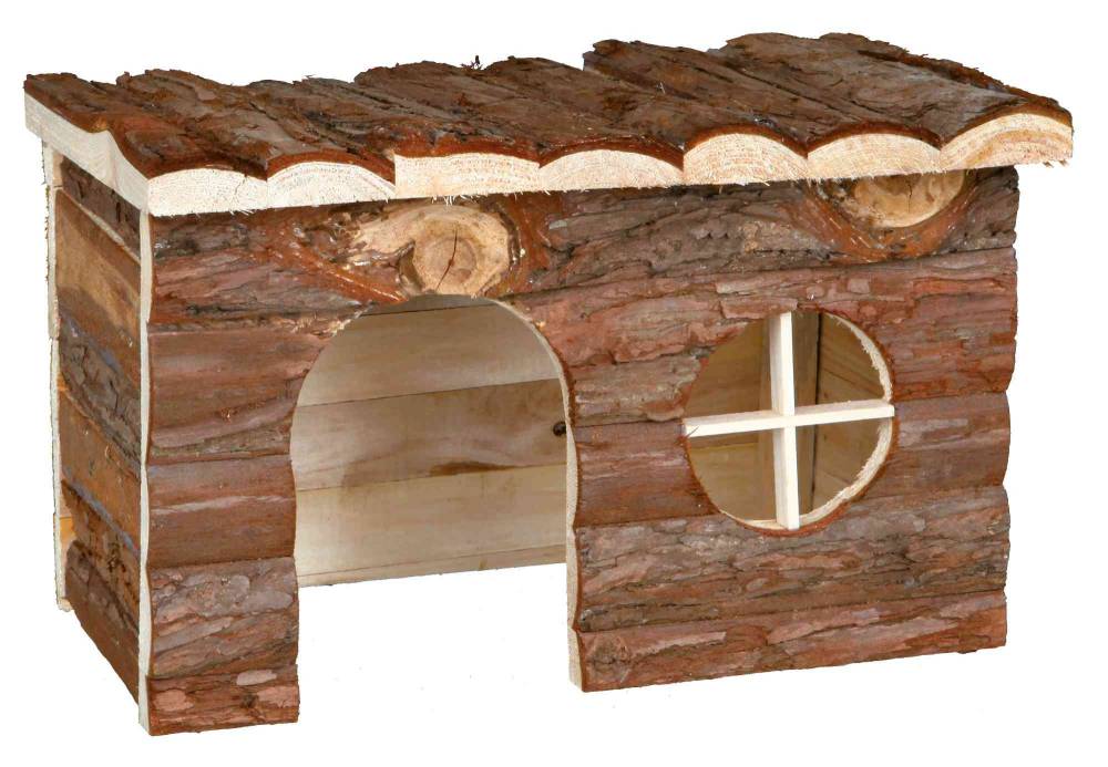 Jerrik house, guinea pigs, bark wood, 28 × 16 × 18 cm