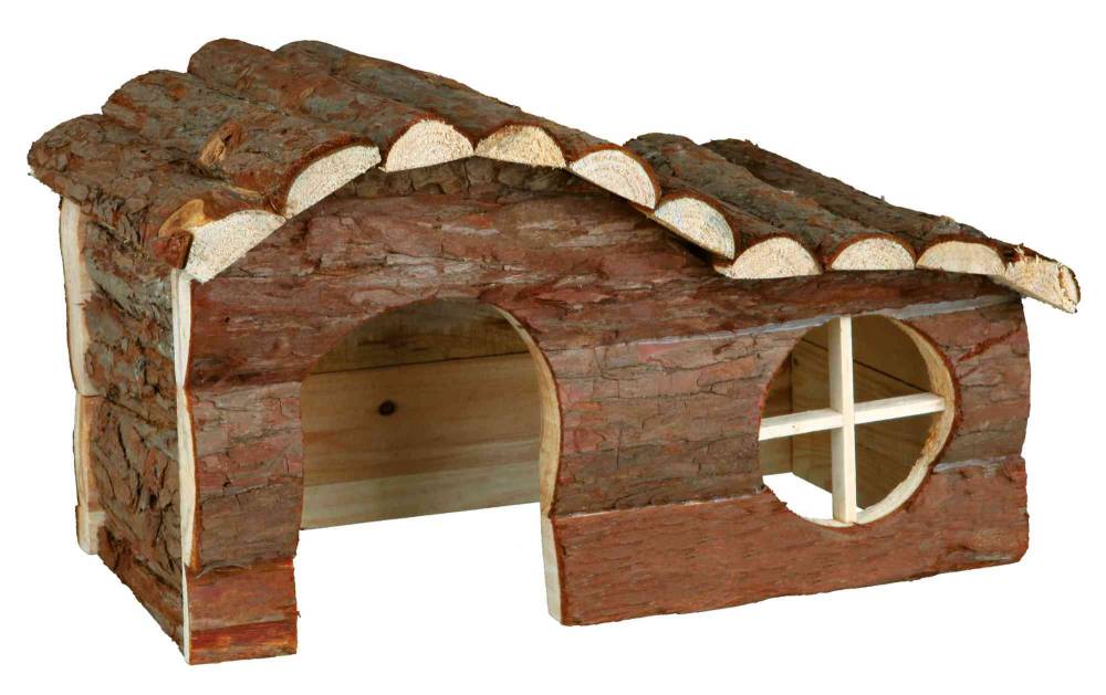 Hanna house, guinea pigs, bark wood, 31 × 19 × 19 cm