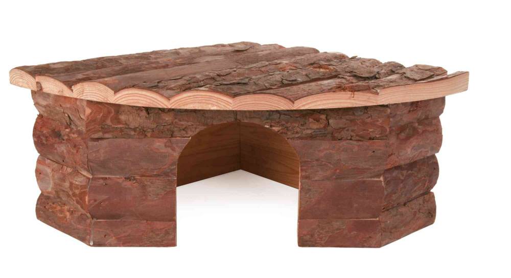 Jesper corner house, rabbits, bark wood, 42 × 15 × 30/30 cm