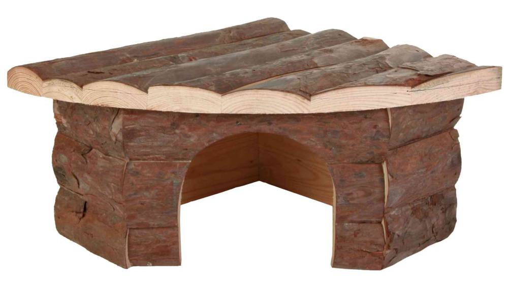 Jesper corner house, guinea pigs, bark wood, 32 × 13 × 21/21 cm