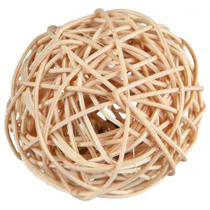 Ball with bell, rattan, ø 4 cm