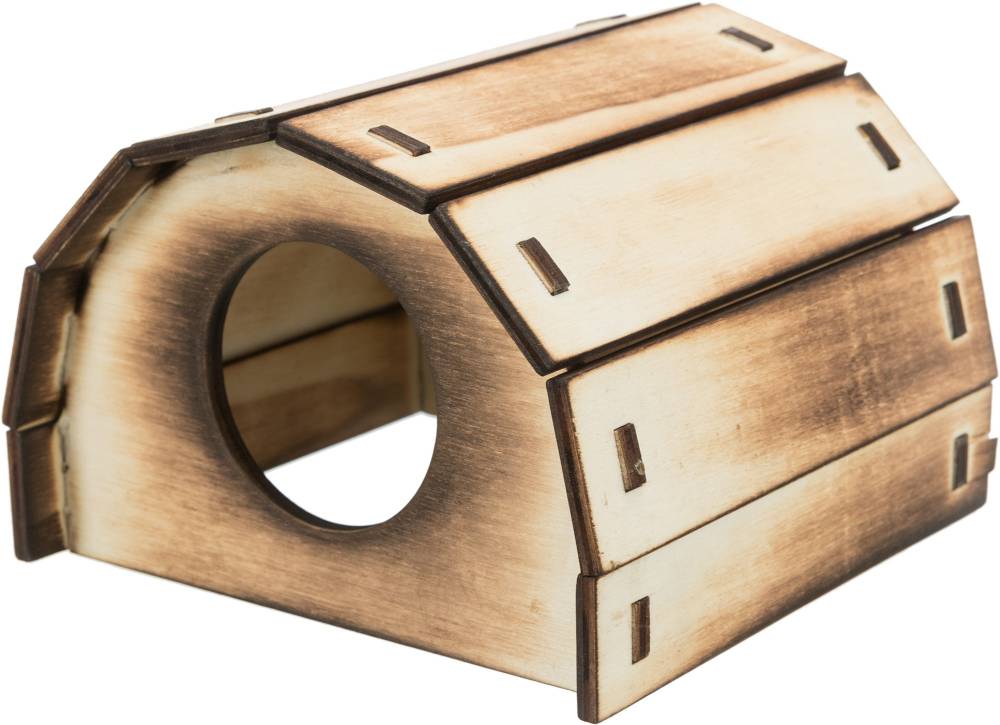 Mikkel wooden house, flamed, 13 x 9 x 13 cm