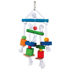 Toy on a rope, wood, coloured, 24 cm