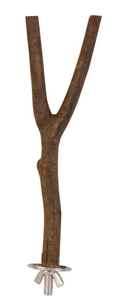 Perch, Y-shape, screw fixing, bark wood, 20 cm/ø 15 mm