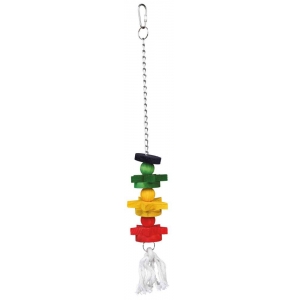 Toys on a chain, with rope, wood, coloured, 30 cm