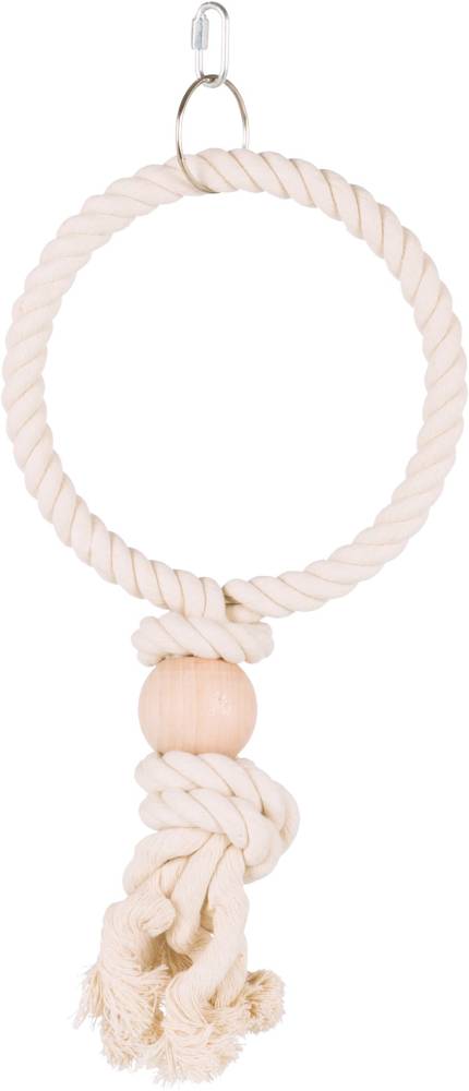 Rope ring with wooden block, ø 19 cm