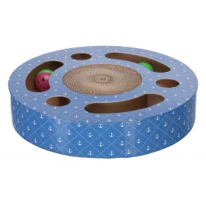 Scratching drum with balls, cardboard, catnip, ø 33 × 5.5 cm, blue