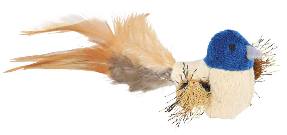 Bird with feathers, plush, catnip, 8 cm