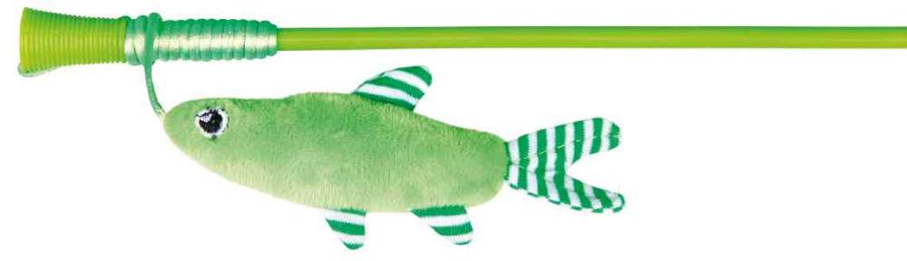 Playing rod with fish, plastic/plush, catnip, 42 cm