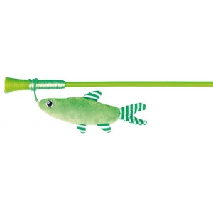 Playing rod with fish, plastic/plush, catnip, 42 cm