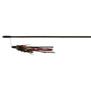 Playing rod with leather straps/feathers, plastic, 50 cm