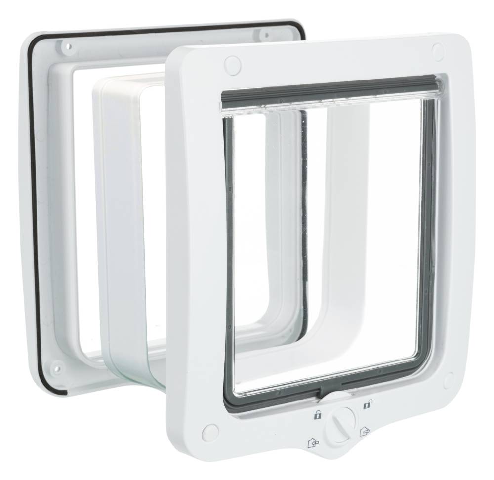 4-Way cat flap XXL, with tunnel, 24 × 28 cm, white