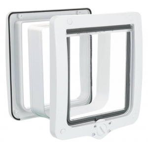 4-Way cat flap XXL, with tunnel, 24 × 28 cm, white