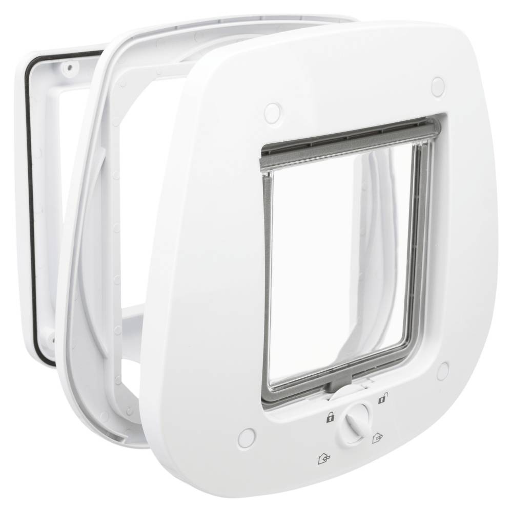 4-Way cat flap, for glass doors, 27 × 26 cm, white