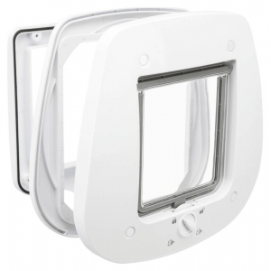 4-Way cat flap, for glass doors, 27 × 26 cm, white