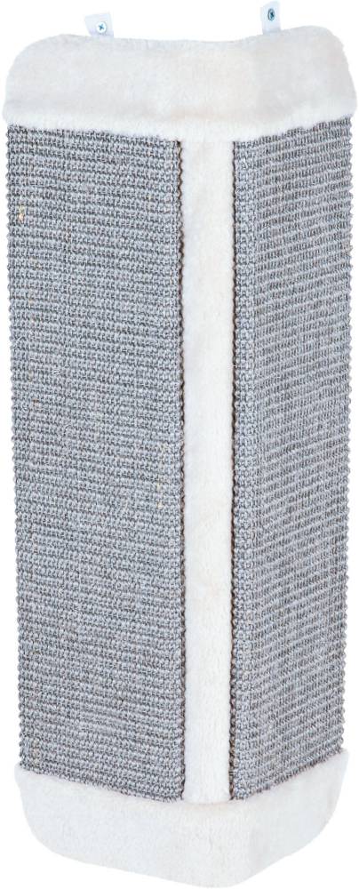 Scratching board XL f. corners, sisal/plush., catnip, 32 × 60 cm, grey/light grey