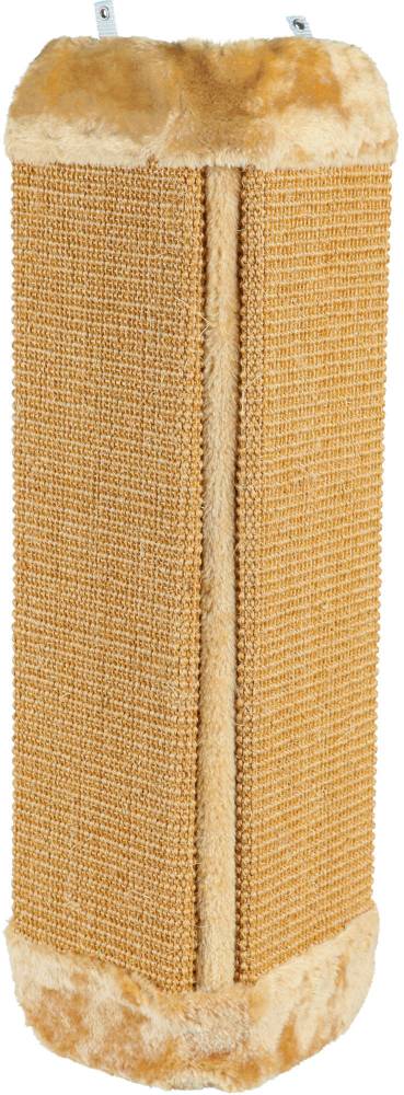 Scratching board f. corners, sisal/plush., catnip, 32 × 60 cm, brown/brown