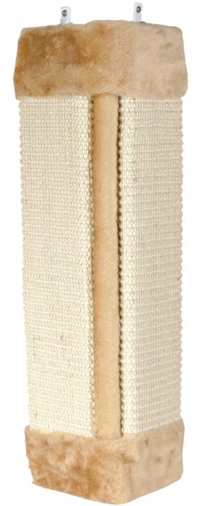 Scratching board f. corners, sisal/plush., catnip, 23 × 49 cm, natural/beige