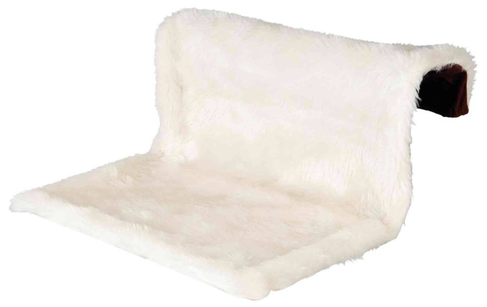 Radiator bed, longhair plush/suede-look, 45 × 26 × 31 cm, cream/brown