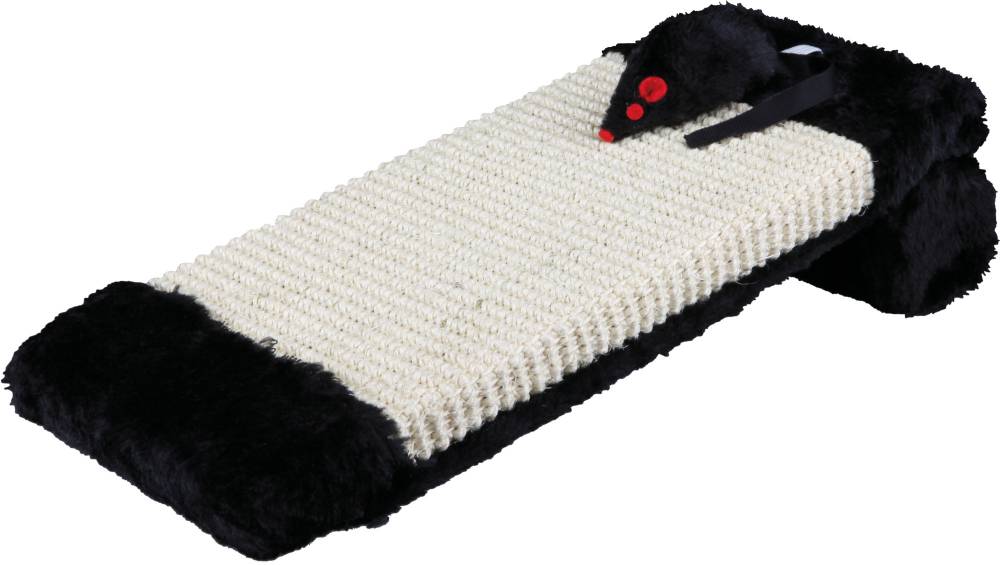 Scratching board on a roll, sisal rug/plush, 15 × 35 cm, natural/black