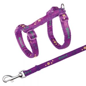 Cat harness with leash, herringbone motif strap, 23–39 cm/10 mm, 1.20 m