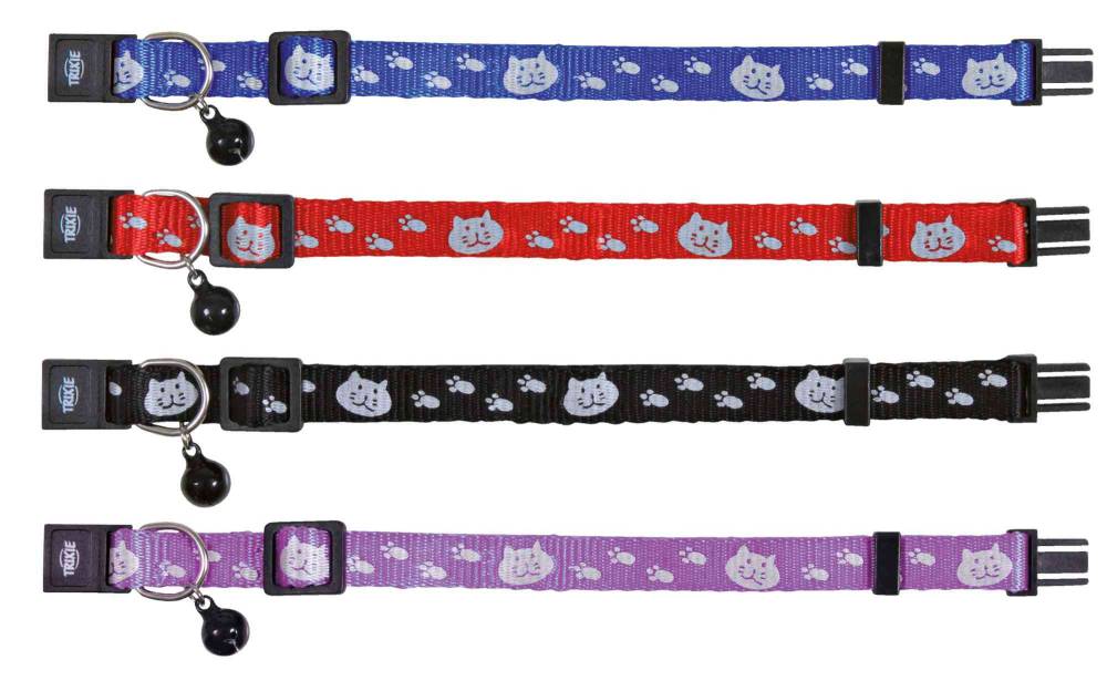 Cat collar, reflective, cat/paw motif