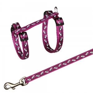 Cat harness with leash, cat motif, 27–45 cm/10 mm, 1.20 m