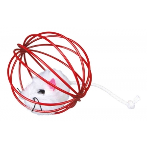 Plush mouse in a wire ball, plush, ø 6 cm, sorted