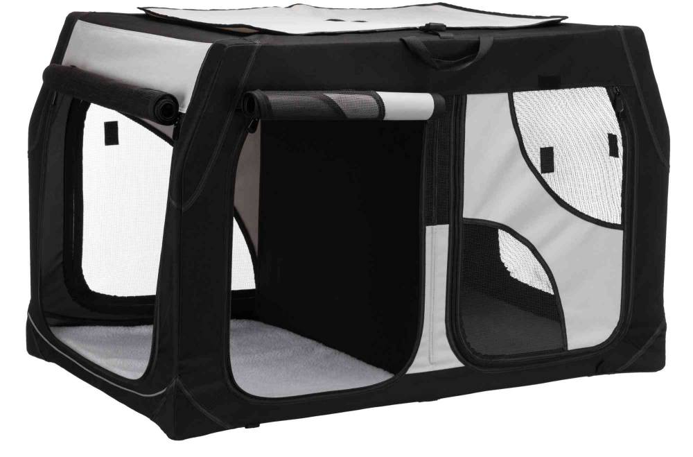 Vario Double Mobile kennel, S: 91 × 60 × 61/57 cm, black/grey