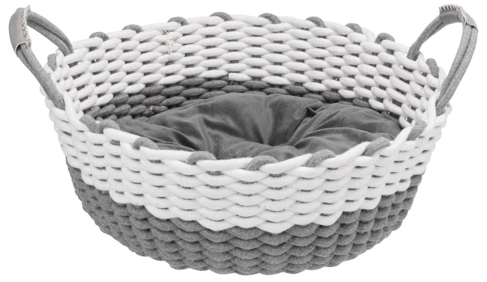 Nabou basket, round, rope, ø 55 cm, grey/white