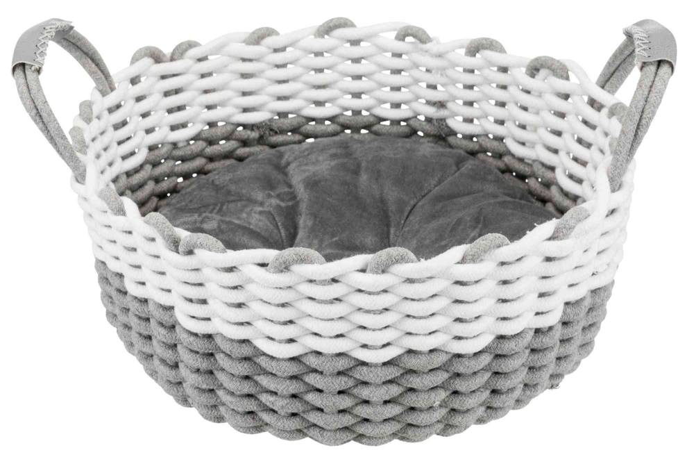 Nabou basket, round, rope, ø 45 cm, grey/white